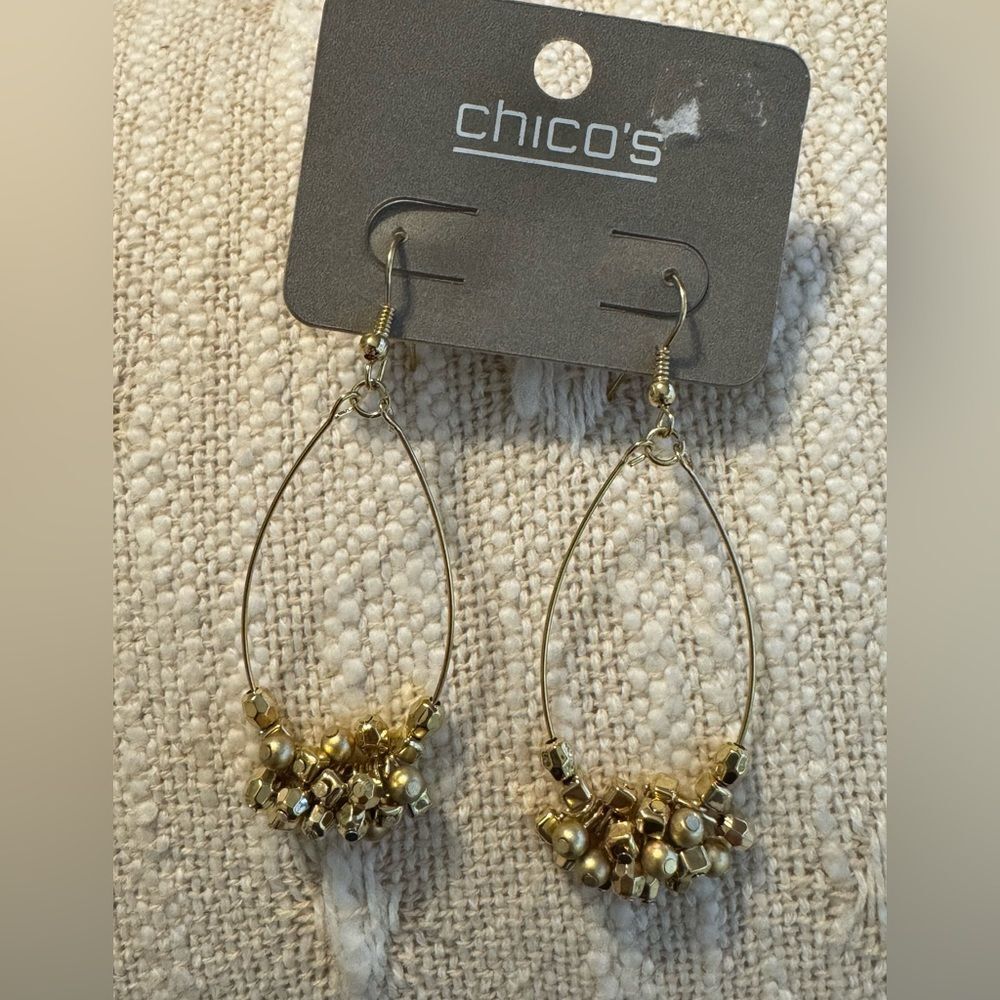 0039-Chico's Gold Cluster Drop Earrings